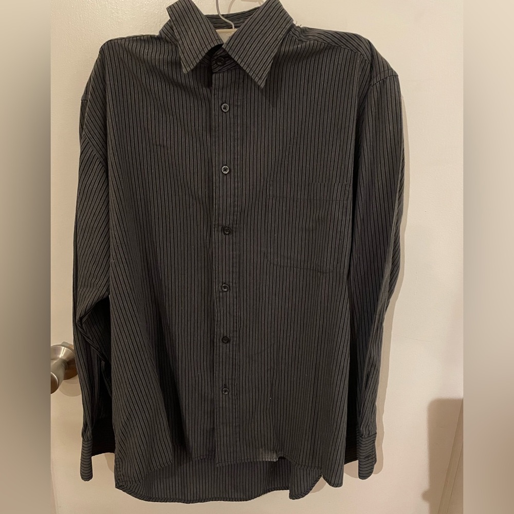 Beverly Hills Polo Club Men's black and gray Striped Shirt